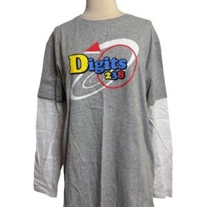 Digits 238 Long Sleeve Layered-Look men”s t-shirt- Gray/White